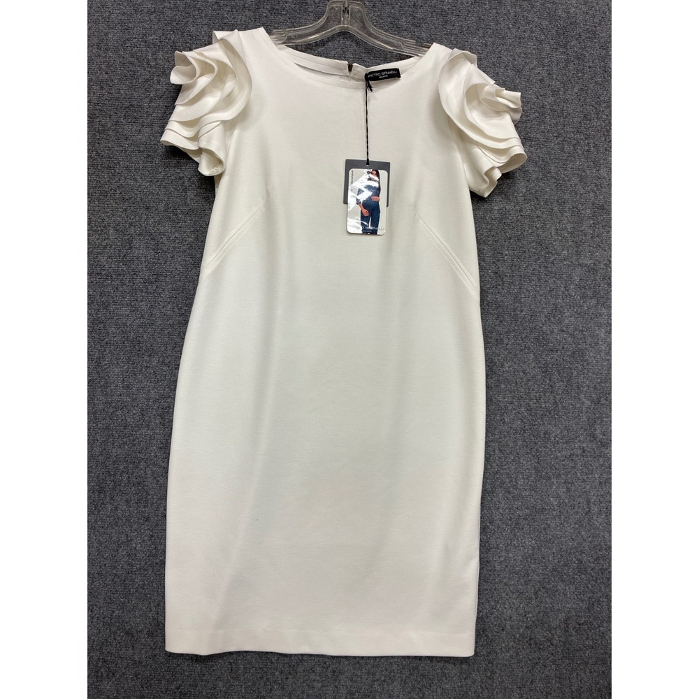 Pietro Brunelli Milano Salisburgo White Ruffle Sleeve Dress Size Small NWT